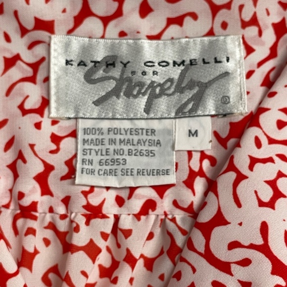 Kathy Comelli Short Sleeve Red White Button Down Top, Womens M - Picture 4 of 6